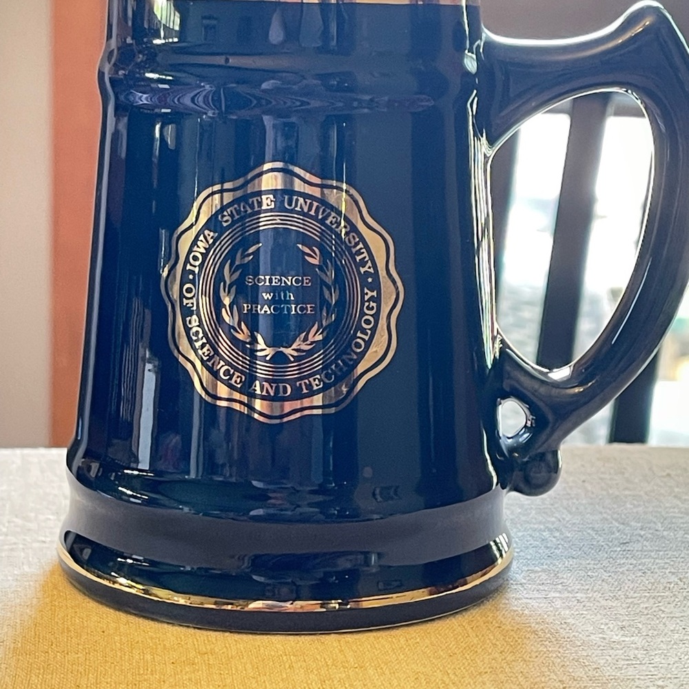Vintage Iowa State Blue and Gold Ceramic Dining Mug with Emblem